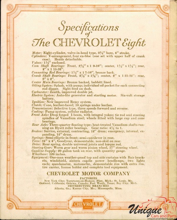 1918 Chevrolet V8 Brochure Page 7